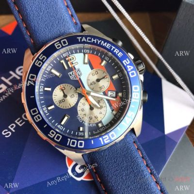 Swiss Copy TAG Heuer Formula 1 x Gulf Quartz Blue Leather Strap Watch